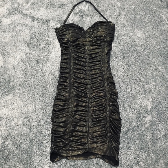 2B BEBE GOLDEN BRONZE SEXY DRESS - Picture 2 of 14